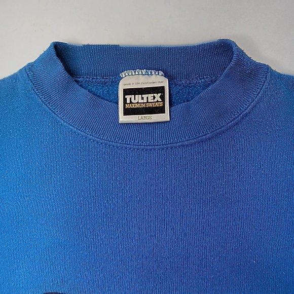 Vintage Looney Tunes Christmas Taz Santa Ho Ho Ho L Sweatshirt Blue Tultex USA - Picture 8 of 16